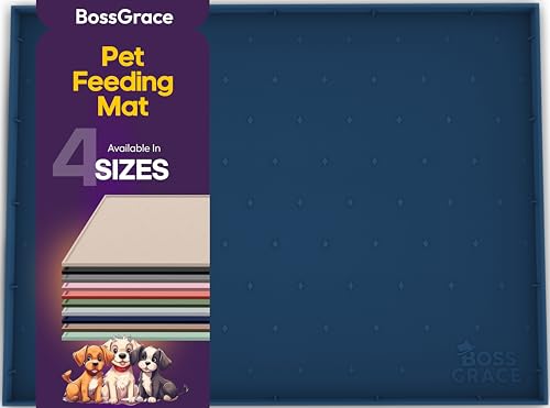 BossGrace XL-Hundefuttermatte, Allzweck-Silikon-Haustierfuttermatte, Katzenstreu-Matte, Unterbeckenmatte, erhöhte Kanten, Hundematte für Futter und Wasser, verhindert Verschütten, wasserdichte von BossGrace