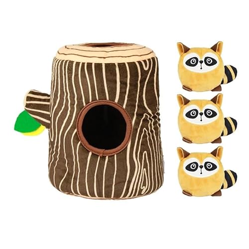 Burrow Toys Quietschendes interaktives Haustier-Nasenstöpsel-Spielzeug for Hunde, Plüsch-Haustierspielzeug, lustiges Versteckspiel, Tierbaumhöhlenspielzeug (Color : Brown) von Bossge