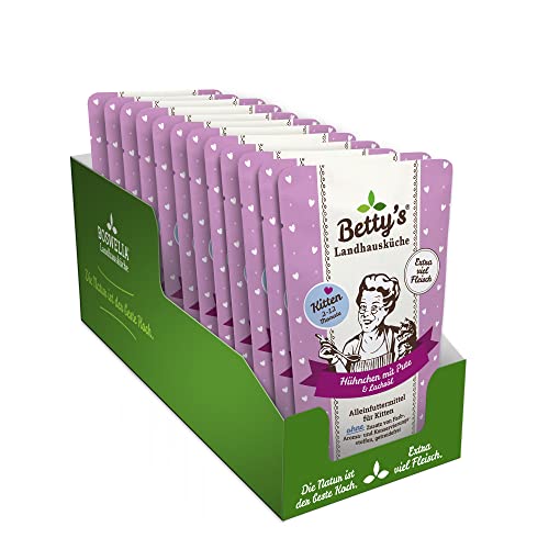 Betty's Kitten Landhausküche Frischebeutel Nassfutter Katze Huhn & Pute, 12 x 100 g, schonend gegart, hohe Bioverfügbarkeit, für alle Katzenrassen geeignet von Boswelia