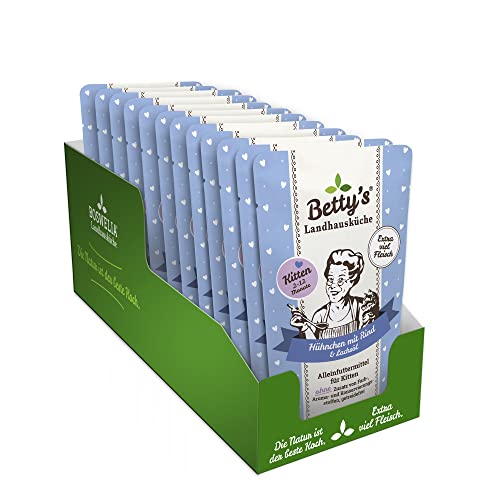 Betty's Kitten Landhausküche Frischebeutel Nassfutter Katze Huhn & Rind, 12 x 100 g, schonend gegart, hohe Bioverfügbarkeit, für alle Katzenrassen geeignet von Boswelia