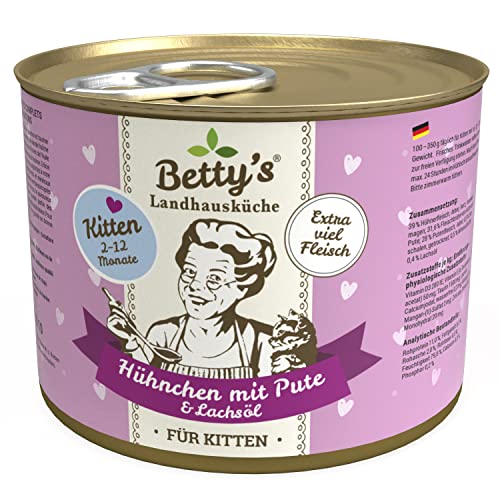 Betty's Kitten Landhausküche Nassfutter Katze Huhn & Pute 200 g, schonend gegart, hohe Bioverfügbarkeit, für alle Katzenrassen geeignet Betty's Kitten Landhausküche Nassfutter Katze Huhn & Pute 200 g, schonend gegart, hohe Bioverfügbarkeit, für alle Katzenrassen geeignet von Boswelia
