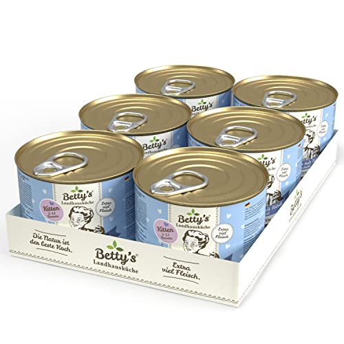 Betty's Kitten Landhausküche Nassfutter Katze Huhn & Rind, 12 x 200 g, schonend gegart, hohe Bioverfügbarkeit, für alle Katzenrassen geeignet von Boswelia