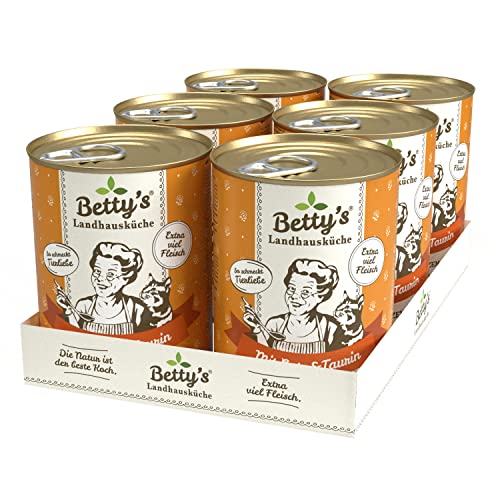 Betty's Landhausküche Dose Nassfutter Katze, getreidefrei, Beste Qualität, hochwertiges Fleisch, schonend gegart, für alle Katzenrassen geeignet, Ente 6 x 400 g von Boswelia