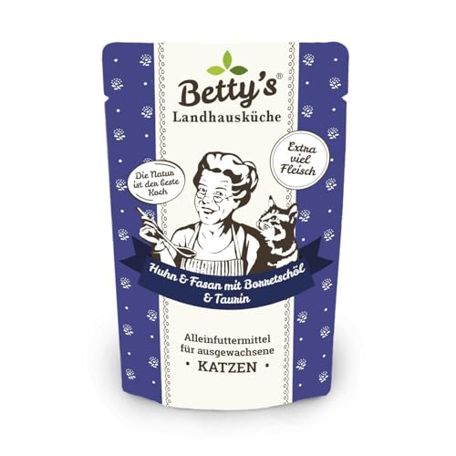 Betty's Landhausküche Frischebeutel Pouches Nassfutter Katze, Huhn & Fasan mit Borretschöl 100 g, getreidefrei, Beste Qualität, hochwertiges Fleisch, schonend gegart, hohe Bioverfügbarkeit Betty's Landhausküche Frischebeutel Pouches Nassfutter Katze, Huhn & Fasan mit Borretschöl 100 g, getreidefrei, Beste Qualität, hochwertiges Fleisch, schonend gegart, hohe Bioverfügbarkeit von Boswelia
