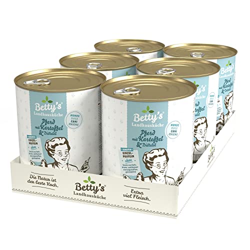 Betty's Landhausküche Hund Pferd mit Kartoffel & Distelöl 6 x 800 g Für alle Hunderassen geeignet Hohe Bioverfügbarkeit Wir achten auf Beste Qualität Betty's Landhausküche Hund Pferd mit Kartoffel & Distelöl 6 x 800 g Für alle Hunderassen geeignet Hohe Bioverfügbarkeit Wir achten auf Beste Qualität von Boswelia