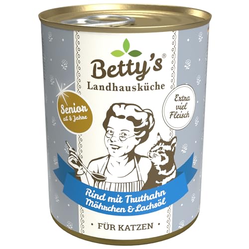 Betty' s Landhausküche Senior Katze Rind mit Truthahn, Möhrchen & Lachsöl 6X 400g Betty' s Landhausküche Senior Katze Rind mit Truthahn, Möhrchen & Lachsöl 6X 400g von Boswelia