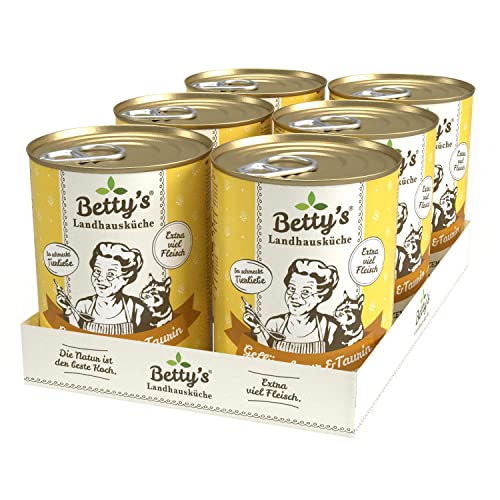 Boswelia Betty's Landhausküche Dose Nassfutter Katze, getreidefrei, beste Qualität, hochwertiges Fleisch, schonend gegart, für alle Katzenrassen geeignet, Geflügel PUR 6 x 400 g von Boswelia