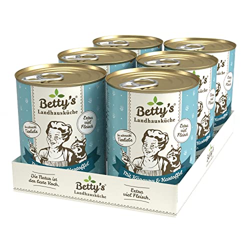 Boswelia Betty's Landhausküche Dose Nassfutter Katze, getreidefrei, beste Qualität, hochwertiges Fleisch, schonend gegart, für alle Katzenrassen geeignet, Känguru mit Kartoffeln und Geflügel 6 x 400 g von Boswelia