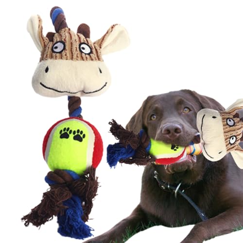 Botiniv Beißspielzeug für Haustiere,Beißendes und knirschendes Haustierspielzeug aus Cord - Cord-Plüschspielzeug für mittelgroße Hunde, Beiß- und Knirschspielzeug mit Tennisbaumwolle und Seil von Botiniv