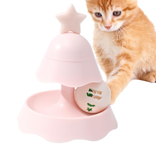 Botiniv Katzen-Drehteller-Spielzeug,Weihnachtsbaum-Drehteller-Rollerbälle | 2-lagiges interaktives Katzenrollspielzeug mit Katzenminze und Teaser-Spielzeug für kleine Haustiere und Katzen von Botiniv
