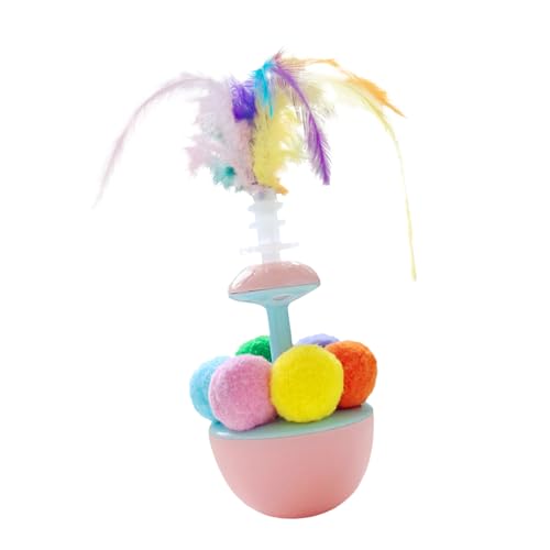 Botiniv Katzenballfeder, Federball Katzenspielzeug,Kitten Interactive Ball - Feather Interactive ANReichte tragbares Katzenkätzchen Langeweile Hilfsspielzeug für das Training necken von Botiniv
