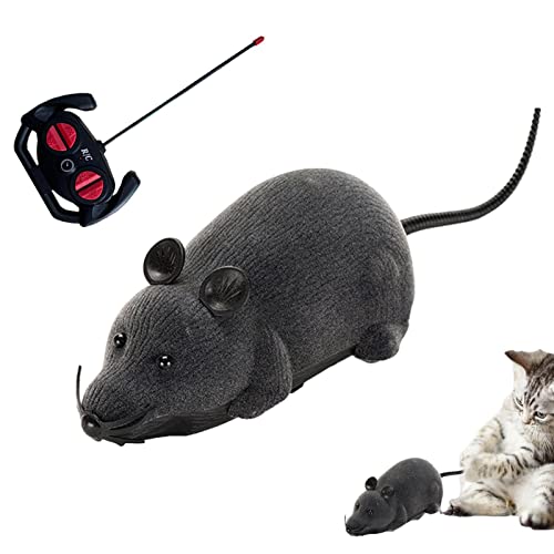 Botiniv Maus mit Fernbedienung | RC Maus Katzenspielzeug | RC Elektronische Maus Beflockungsmaus Spielzeug Interaktives Katzenspielzeug Spaß für Katzen Haustiere Bewegt Sich wie eine echte Maus von Botiniv