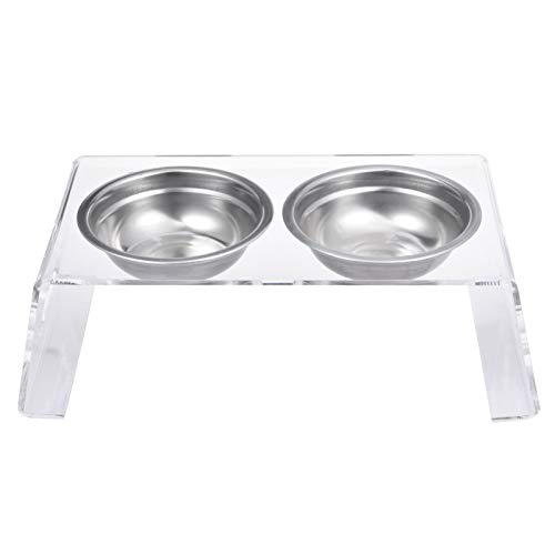 Pet Bowls Dog, Acrylic Feeder Stand with 2 Stainless Steel Bowls Elevated for Cats Small Dogs Pet Accessories von Botiniv