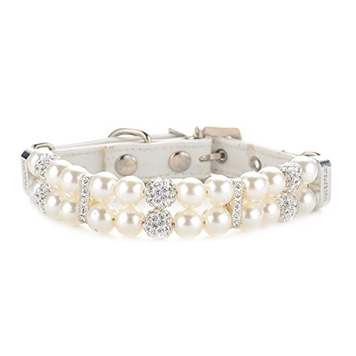 Verstellbares Halsband für Hunde, Hochzeitsschmuck mit Strasssteinen und Perlen, verstellbare Kätzchen-Hochzeitshalsbänder von Bottone