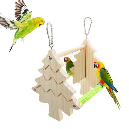 Boutihao Holzspiegel mit Landeplatz, Papageien Doppelseitiger Mirror, Vogelkäfig Sitzstangen Spiegel Kauspielzeug aus Holz, Vogelkäfig Barsche Spiegel, für Afrikanisches Grau/Untrennbar Boutihao Holzspiegel mit Landeplatz, Papageien Doppelseitiger Mirror, Vogelkäfig Sitzstangen Spiegel Kauspielzeug aus Holz, Vogelkäfig Barsche Spiegel, für Afrikanisches Grau/Untrennbar von Boutihao