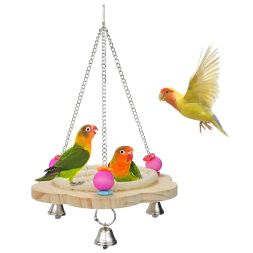 Boutihao Vogelspielzeug für Papageien, Vogelnest Baumwollseil, Nestschaukel Brutnest aus Baumwollseil für Vögel mit 3 Metallglocken, Papagei Hängen Schaukel Kauspielzeug, Finken, kleine Papageien Boutihao Vogelspielzeug für Papageien, Vogelnest Baumwollseil, Nestschaukel Brutnest aus Baumwollseil für Vögel mit 3 Metallglocken, Papagei Hängen Schaukel Kauspielzeug, Finken, kleine Papageien von Boutihao
