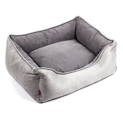 BOUTIQUE ZOO Elegant Hundebett/Größe 2: 75 x 66 x 20cm/Grau, Kunstleder/Hundebett für kleine/mittlere/große Hunde | Hundesofa, Hundekissen | S, M, L, XL, XXL, XXXL von BOUTIQUE ZOO