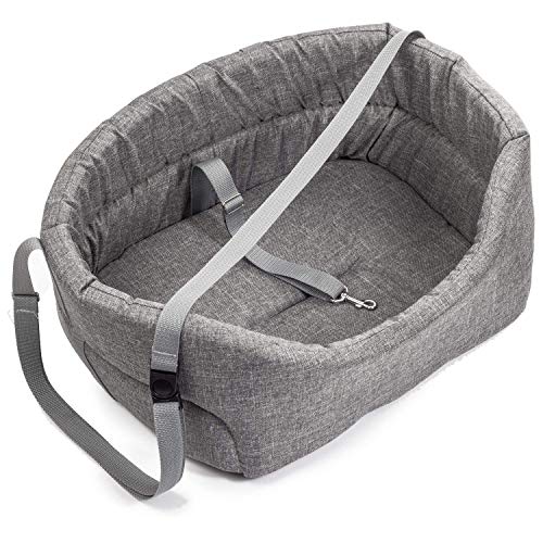 BOUTIQUE ZOO Hunde Autositz Universal Waschbar Abriebfest, Autositz Hund für Vordersitz, Beifahrersitz, Rückbank, Hundebett Hundetasche, L: 56 cm x 48 cm, Grau - Polyester: Leinenimitat von BOUTIQUE ZOO