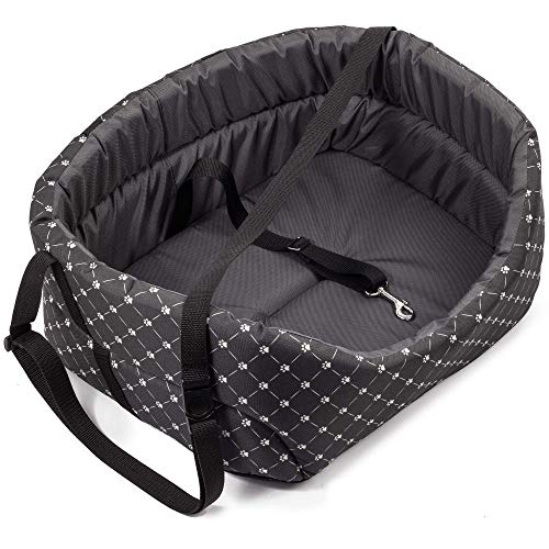 BOUTIQUE ZOO Hunde Autositz Universal Waschbar Abriebfest, Autositz Hund für Vordersitz, Beifahrersitz, Rückbank, Hundebett Hundetasche, S: 39 cm x 32 cm, Schwarz/Dunkelgrau - Polyester BOUTIQUE ZOO Hunde Autositz Universal Waschbar Abriebfest, Autositz Hund für Vordersitz, Beifahrersitz, Rückbank, Hundebett Hundetasche, S: 39 cm x 32 cm, Schwarz/Dunkelgrau - Polyester von BOUTIQUE ZOO
