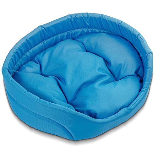 BOUTIQUE ZOO Hundebett | Oval Hundekissen für Große Hunde | Kratzfest Hundeliege mit Kissen | Hundekorb | Waschbar Polyester | Große: XL (71x60 cm) | Farbe: Blau von BOUTIQUE ZOO