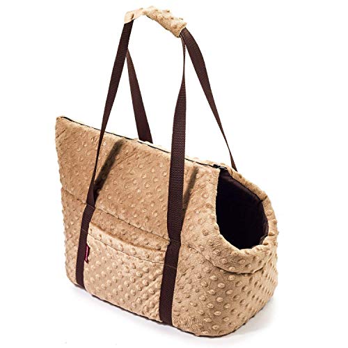 BOUTIQUE ZOO Hundetasche, Welpentasche - Beige (Minky), L bis 15 kg - Tragetasche für kleinen und mittleren Hund, Welpen, Katze von BOUTIQUE ZOO