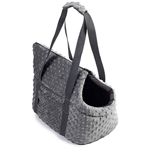 BOUTIQUE ZOO Hundetasche, Welpentasche - Grau (Minky), XS bis 3 kg - Tragetasche für kleinen und mittleren Hund, Welpen, Katze von BOUTIQUE ZOO