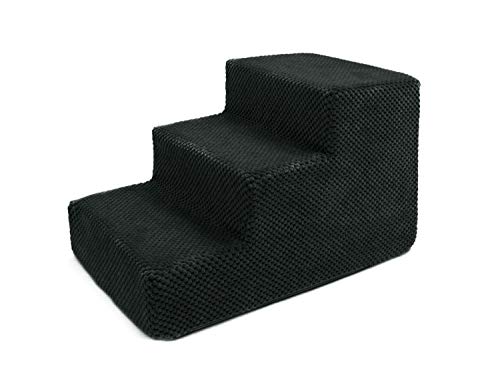 Hundetreppe 30 cm hoch | Katzentreppe Haustiertreppe | 3 Stufen | Hunde Katzen Haustier | für Bett und Auto | Trepp für kleine Hund | Plüschbezug | Farbe: Schwarz Hundetreppe 30 cm hoch | Katzentreppe Haustiertreppe | 3 Stufen | Hunde Katzen Haustier | für Bett und Auto | Trepp für kleine Hund | Plüschbezug | Farbe: Schwarz von BOUTIQUE ZOO