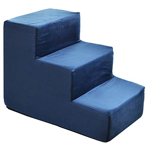 BOUTIQUE ZOO Hundetreppe 30 cm hoch | Katzentreppe Haustiertreppe | 3 Stufen | Hunde Katzen Haustier | für Bett und Auto | Trepp für kleine Hund | Samtstoff | Farbe: Velvet: Dunkelblau BOUTIQUE ZOO Hundetreppe 30 cm hoch | Katzentreppe Haustiertreppe | 3 Stufen | Hunde Katzen Haustier | für Bett und Auto | Trepp für kleine Hund | Samtstoff | Farbe: Velvet: Dunkelblau von BOUTIQUE ZOO