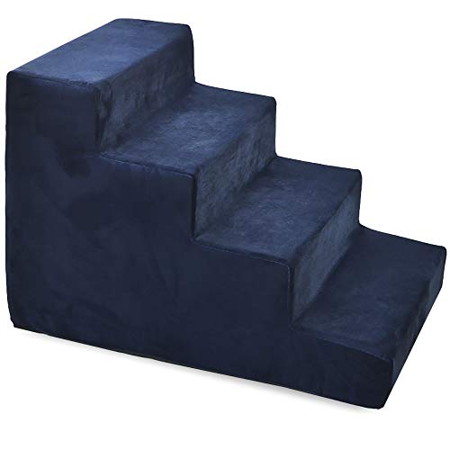 BOUTIQUE ZOO Hundetreppe 40 cm hoch | Katzentreppe Haustiertreppe | 4 Stufen | Hunde Katzen Haustier | für Bett und Auto | Trepp für kleine Hund | Samtstoff | Farbe: Velvet: Dunkelblau BOUTIQUE ZOO Hundetreppe 40 cm hoch | Katzentreppe Haustiertreppe | 4 Stufen | Hunde Katzen Haustier | für Bett und Auto | Trepp für kleine Hund | Samtstoff | Farbe: Velvet: Dunkelblau von BOUTIQUE ZOO