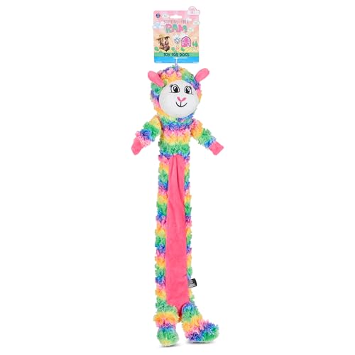 Bow Wow 61 cm langes Plüsch-Hundespielzeug – Knisterkörper und Quietschkopf – interaktives Zerr- und Apportierspielzeug – Farben können variieren (Farm, Safari, Einhorn, Zebra) von Bow Wow Pet