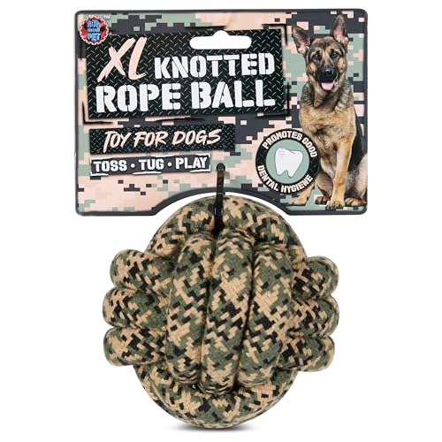 Bow Wow Camo Hundespielzeug aus Seil, langlebiges Seil, Kau- und Zerrspielzeug – XL & Standardgrößen – sanft zu den Zähnen, ideal für Zahngesundheit & interaktives Spielen von Bow Wow Pet