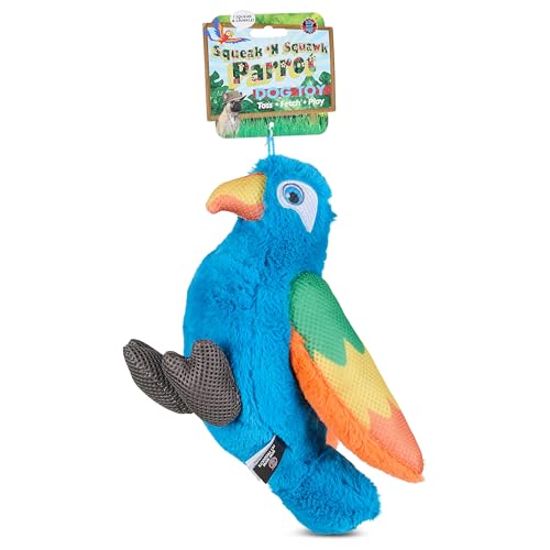 Bow Wow Fantasy Creature Plüsch-Hundespielzeug, quietschender und knisternder Dino oder Drache, Werfen, Apportieren und Spielen, weich und langlebig, Farben können variieren von Bow Wow Pet