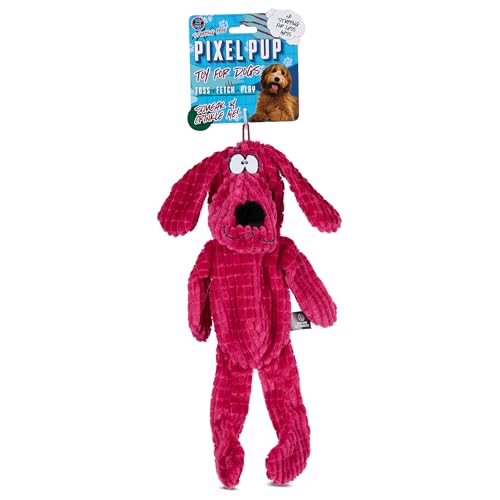 Bow Wow Pixel-Hundespielzeug ohne Füllung, knisterndes und quietschendes Plüsch-Kauspielzeug, Farben können variieren (Blau, Grün, Rot) von Bow Wow Pet