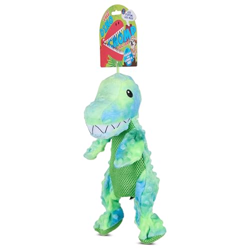 Bow Wow Plüsch-Dinosaurier-Hundespielzeug ohne Füllung, Knistern und Quietschen, langlebiges Zerr- und Kauspielzeug, Farben können variieren Bow Wow Plüsch-Dinosaurier-Hundespielzeug ohne Füllung, Knistern und Quietschen, langlebiges Zerr- und Kauspielzeug, Farben können variieren von Bow Wow Pet