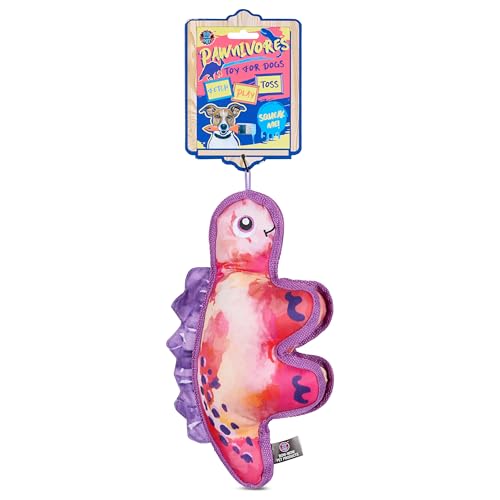 Bow Wow Quietschendes Dinosaurier-Hundespielzeug aus Segeltuch – strapazierfähiger Plüsch mit Quietscher – weiche Leinwandstruktur – verschiedene Farben von Bow Wow Pet