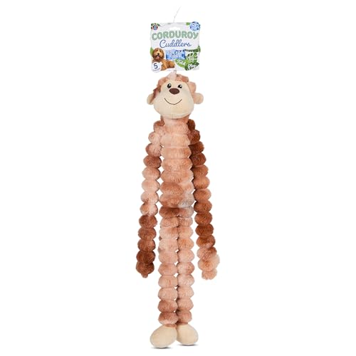 Bow Wow XL Corduroy Cuddlers - 76,2 cm Plüsch-Hundespielzeug mit 5 Quietschern - weiches langes Tier-Kauspielzeug - Dino, Elefant oder Affe von Bow Wow Pet
