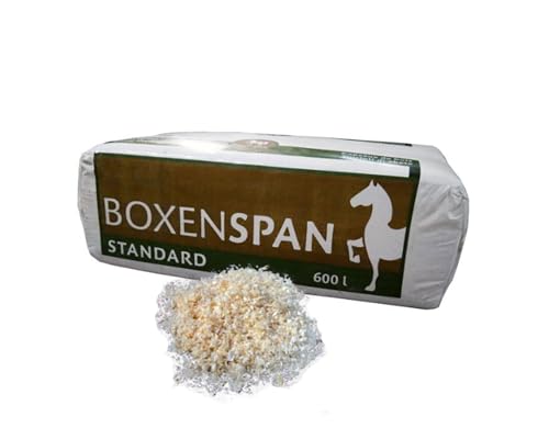 BoxenSpan Boxeneinstreu für Pferde und Groß-Tier - 19kg = 600l Volumen - ohne Geschmack - für Pferde-Boxen, Stall und Paddock von Boxenspan