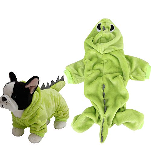 Boxwizard Hundekostüm Dinosaurier-Hundekostüm aus Korallen-Fleece, Winter, Korallen-Fleece, grün, 4 Füße, warme Kleidung für Katzen (L) von Boxwizard