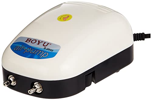 BOYU S - 2000 Luftpumpe für Aquarien, Teiche und hydroponische Systeme 480L / hr, Leistung 3W von Boyu