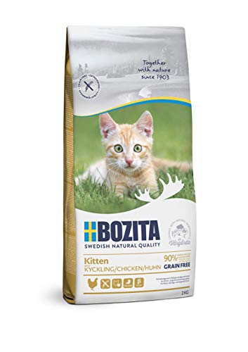 Bozita Kitten Getreidefrei Huhn – 2kg Trockenfutter für junge Katzen & säugende Muttertiere - unterstützt Wachstum & Gesundheit mit 34% Protein- und 20% Fettgehalt - für einen gesunden Magen von Bozita
