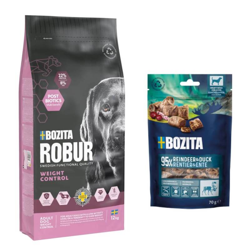 7,5 kg / 12 kg Bozita Robur + 2 x 70 g Meaty Bites mit Rentier & Ente gratis! - 12 kg Adult Light Huhn von Bozita Robur