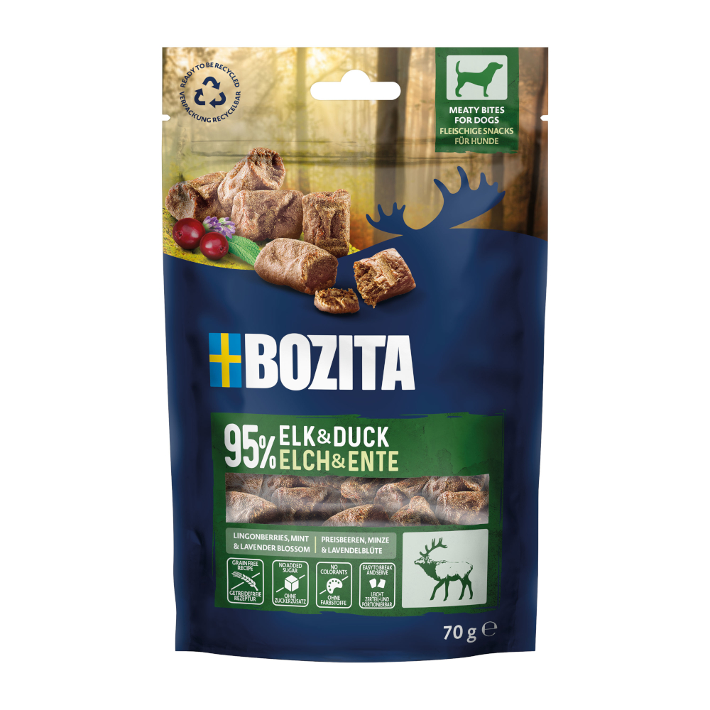 10 x 70 g Bozita Meaty Bites zum Sonderpreis! - mit Elch & Ente von Bozita