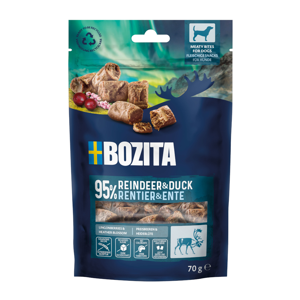 10 x 70 g Bozita Meaty Bites zum Sonderpreis! - mit Rentier & Ente von Bozita