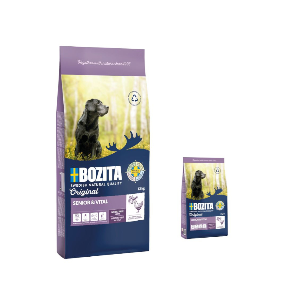 12 kg + 3 kg gratis! 15 kg Bozita Original  - Senior & Vital mit Huhn - Weizenfrei von Bozita