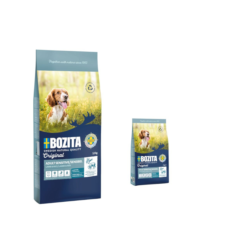 12 kg + 3 kg gratis! 15 kg Bozita Original  - Sensitive Digestion Lamm & Reis - Weizenfrei von Bozita