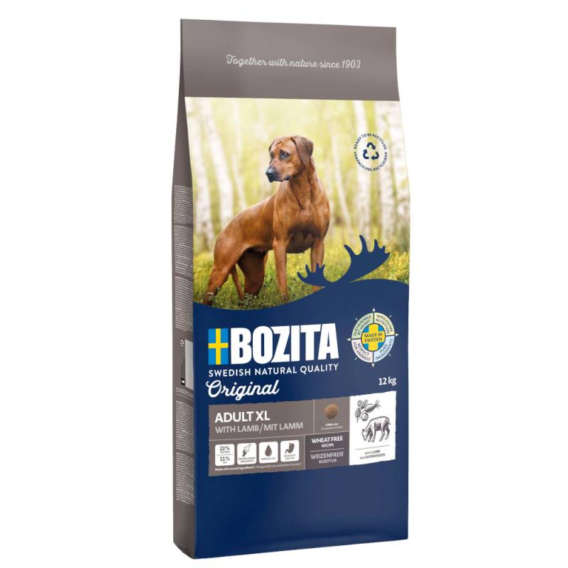 12 kg Bozita Original Adult Weizenfrei + 2 x 70 g Meaty Bites mit Hirsch & Ente gratis! - Light von Bozita