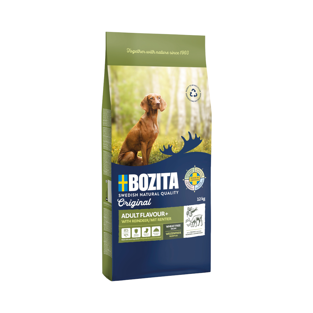 12 kg Bozita Original zum Sonderpreis! - Adult Flavour Plus mit Rentier - Weizenfrei von Bozita