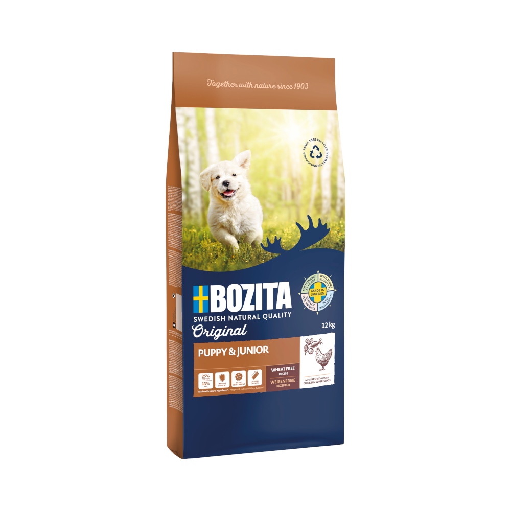 12 kg Bozita Original zum Sonderpreis! - Puppy & Junior mit Huhn - Weizenfrei von Bozita