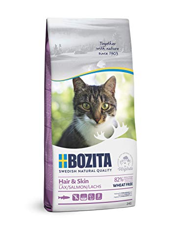 Bozita Hair & Skin Katzentrockenfutter mit Lachs – 400g – weizenfreies Trockenfutter für sensible erwachsene Katzen – 34 % Protein, 10 % Fett – für Haut & Fell – ohne Zucker & Gentechnik von Bozita