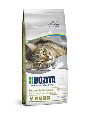 BOZITA Indoor & Sterilised Hühnchen - Trockenfutter für erwachsene hauptsächlich drinnen lebende Katzen, 2 kg von Bozita